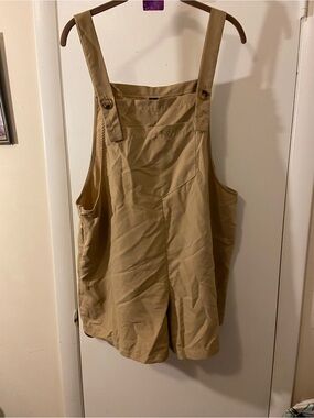 SHEIN Tan Utility Short Overalls Romper